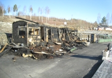 Om ikke utallige flommer var nok, kom uhellet med brann og total skade oktober 2009. Bildet er tatt våren 2010.